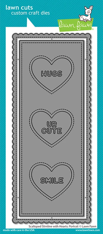 Scalloped Slimline With Hearts: Portrait 1 Scalloped Slimline With Hearts: Portrait