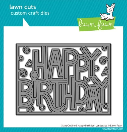 Giant Outlined Happy Birthday: Landscape