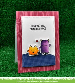 Monster Mash -Craftora Sale Store MonsterMash StitchedRectangle WoodgrainNotecard KellyAlvarez