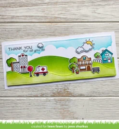 Slimline Stitched Hillside Borders -Craftora Sale Store VillageHeroes Slimline JennShurkus2