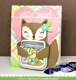 Woodland Critter Huggers -Craftora Sale Store WoodlandCritterHuggers HowYouBeanConversationHeartAddOn LacyHeart LynetteLundquist1